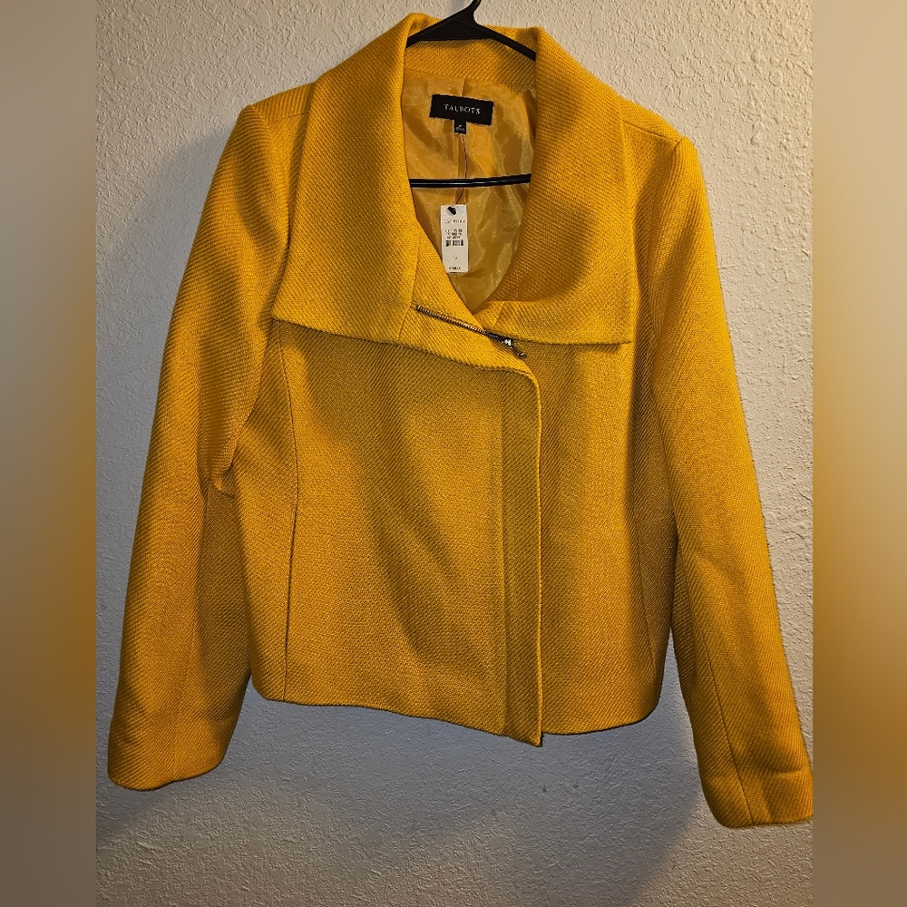 Talbots NWTS Women's Wool Blend Jacket Lined Mustard Size 14